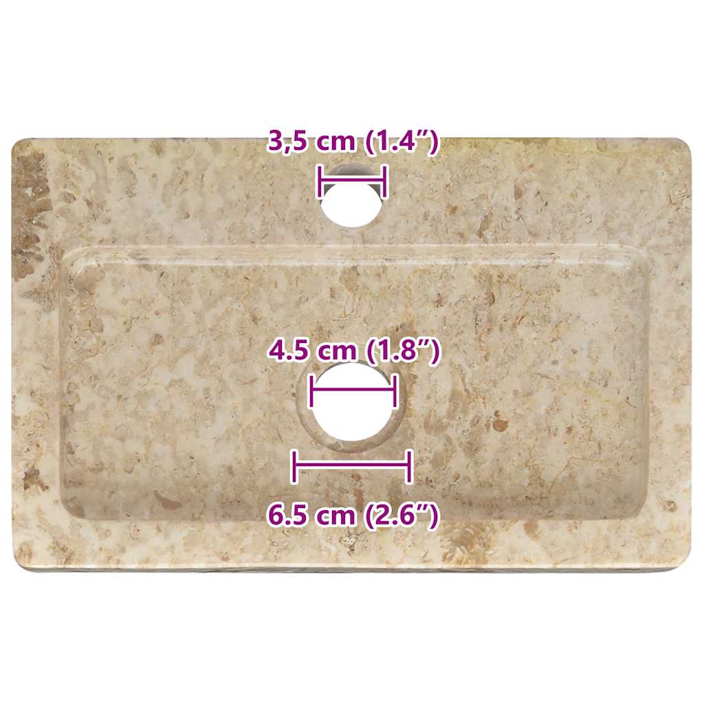 vidaXL Wandwaschbecken Creme 38x24x6,5 cm Marmor
