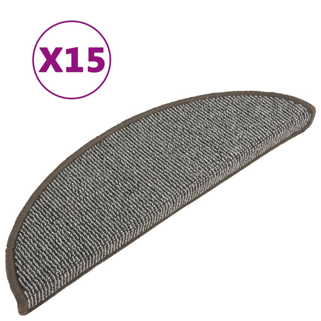 vidaXL Stufenmatten 15 Stk. 56x17x3 cm Grau Halbrund