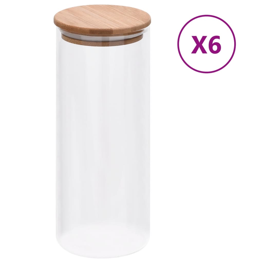 vidaXL Vorratsgläser mit Bambusdeckel 6 Stk. 600 ml