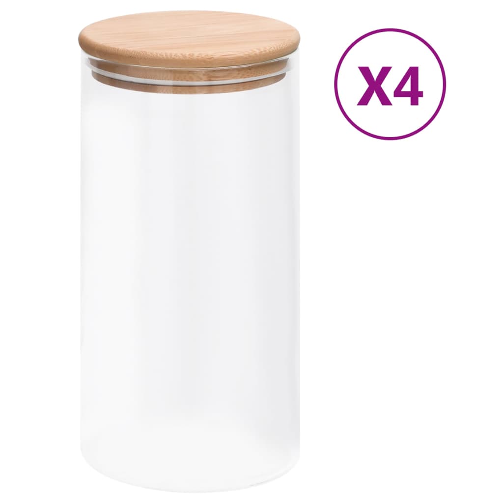 vidaXL Vorratsgläser mit Bambusdeckel 4 Stk. 800 ml