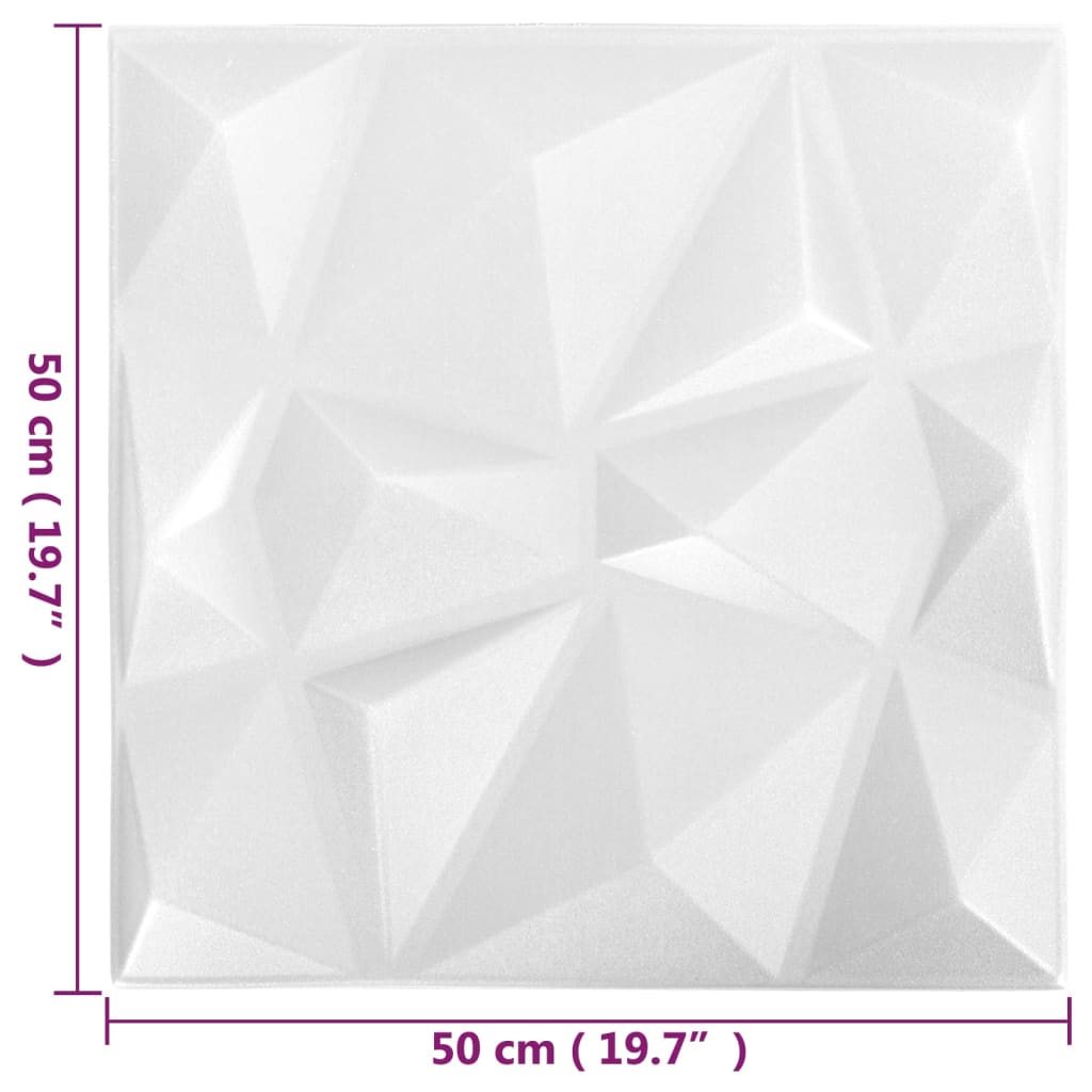 vidaXL 3D-Wandpaneele 24 Stk. 50x50 cm Diamantweiß 6 m²