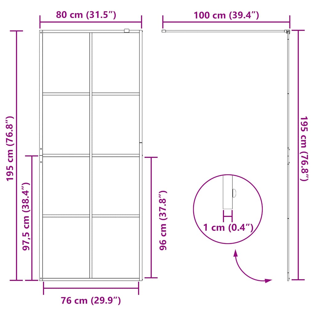 vidaXL Duschwand für Begehbare Dusche mit Klarem ESG Glas 80x195 cm