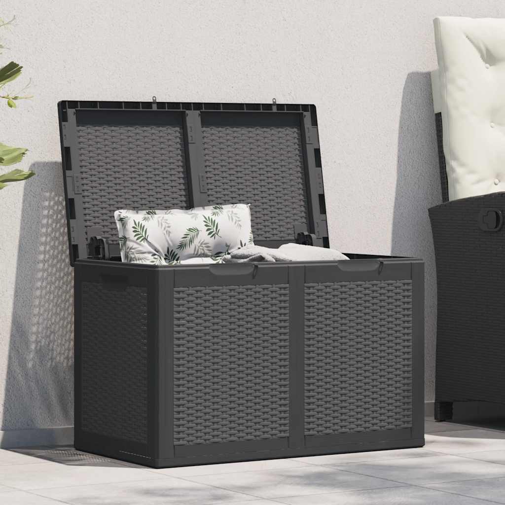 vidaXL Garten-Aufbewahrungsbox 90 L Schwarz PP Rattan