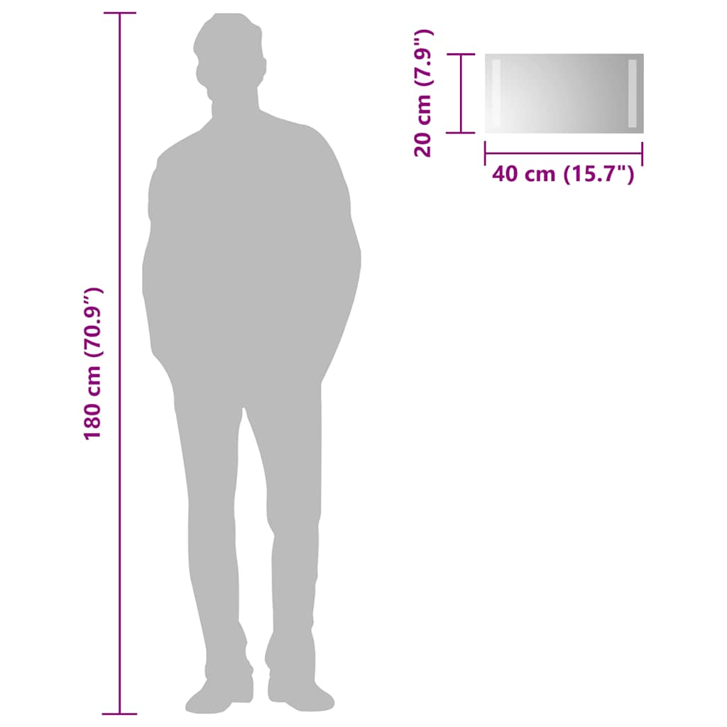 vidaXL LED-Badspiegel 40x20 cm