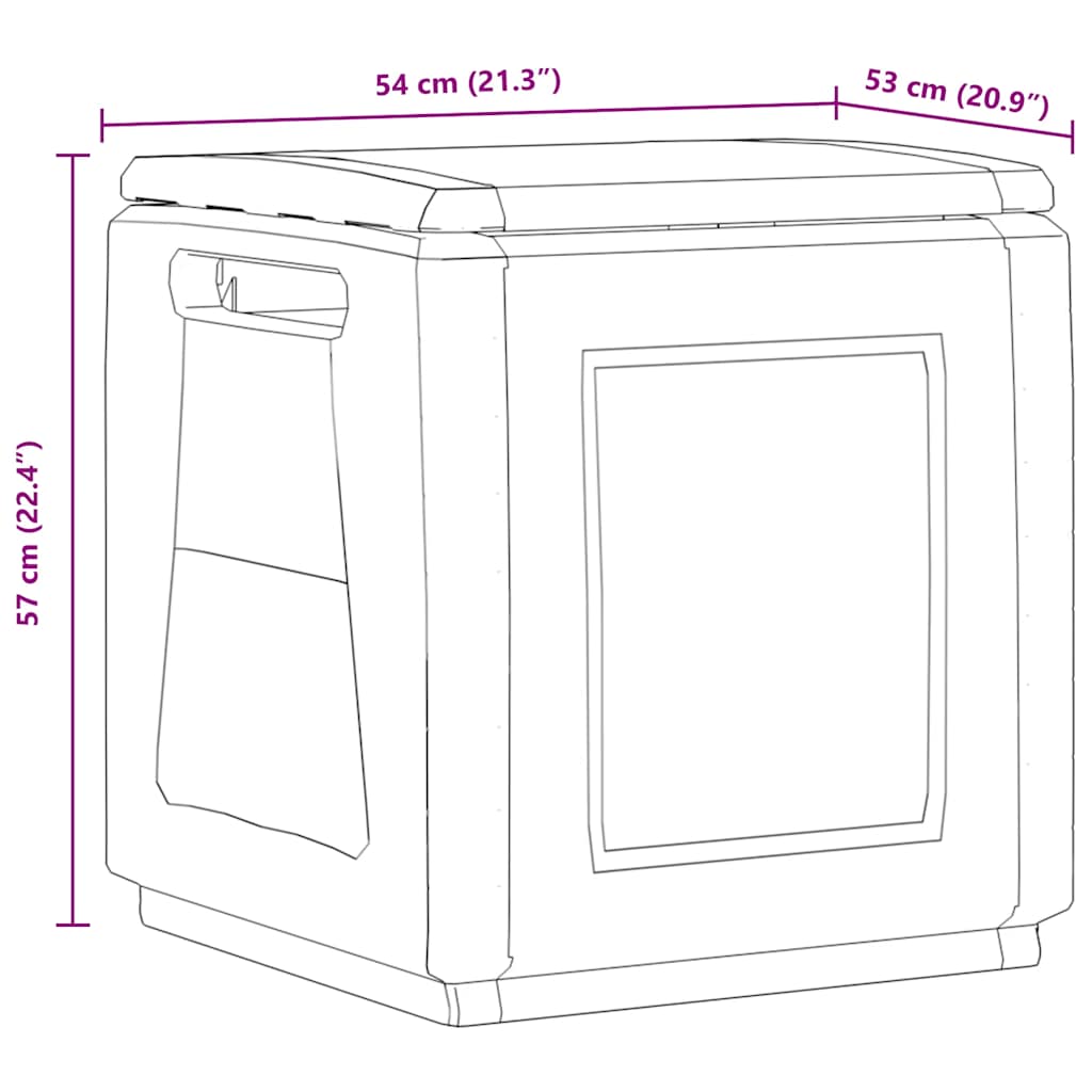 vidaXL Garten-Aufbewahrungsbox 54x53x57 cm 130 L Dunkelgrau Schwarz