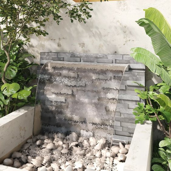 vidaXL Pool-Wasserfall Rechteckig Edelstahl 110 cm