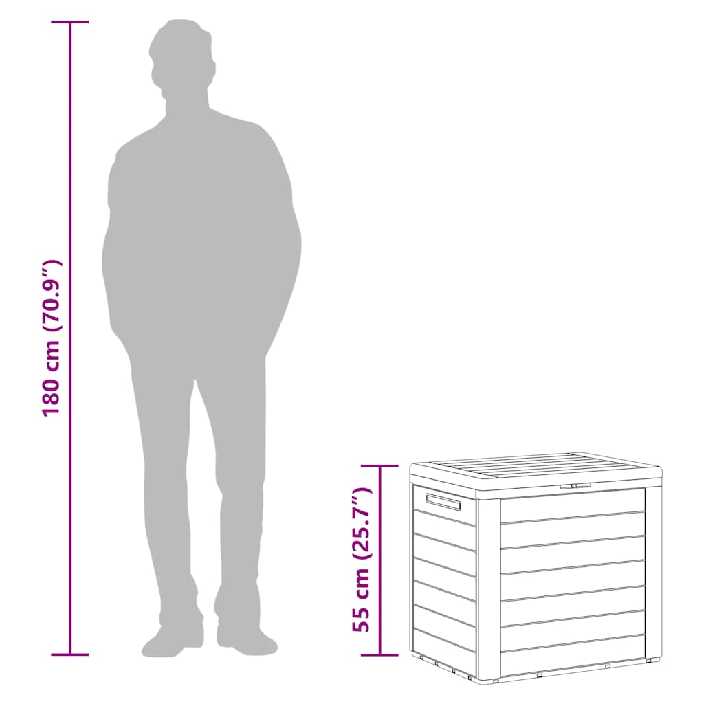 vidaXL Gartentruhe Braun 58,5x46x55 cm Polypropylen