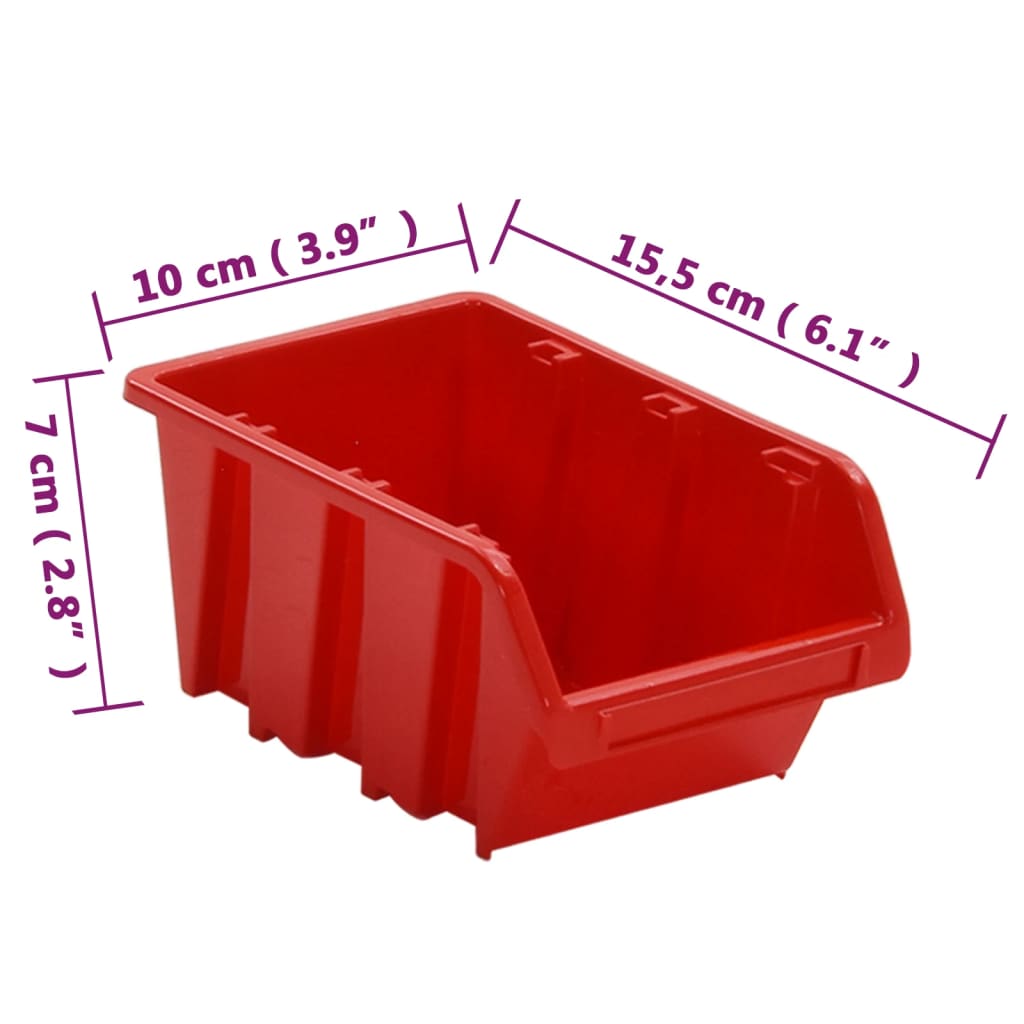 vidaXL 30-tlg Stapelboxen-Wandregal Rot & Schwarz 77x39cm Polypropylen