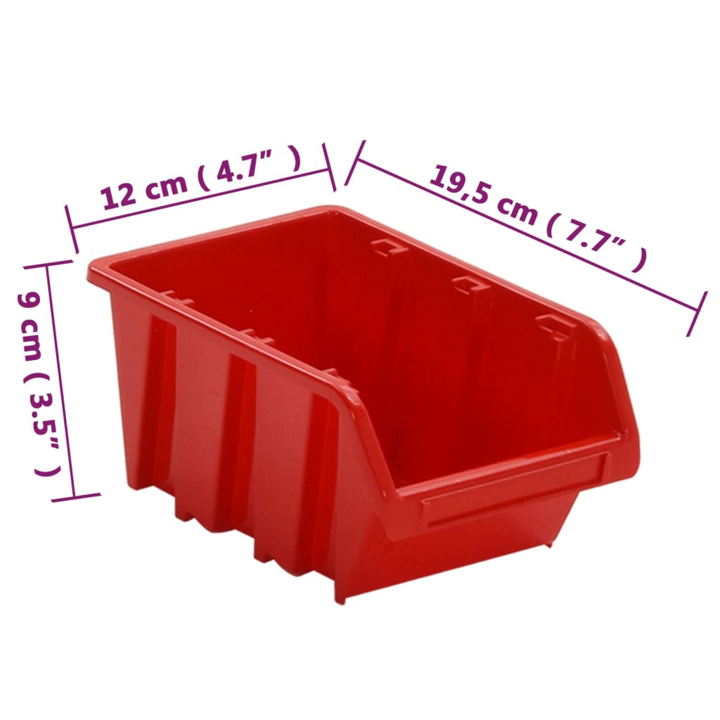 vidaXL 30-tlg Stapelboxen-Wandregal Rot & Schwarz 77x39cm Polypropylen