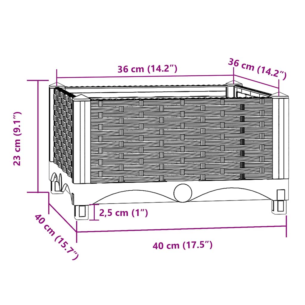 vidaXL Hochbeet 40x40x23 cm Polypropylen