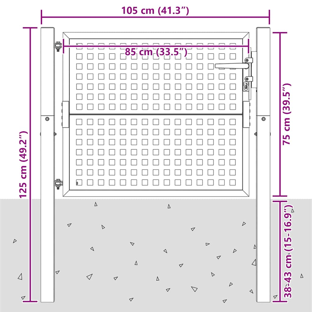 vidaXL Gartentor Anthrazit 100x75 cm Stahl