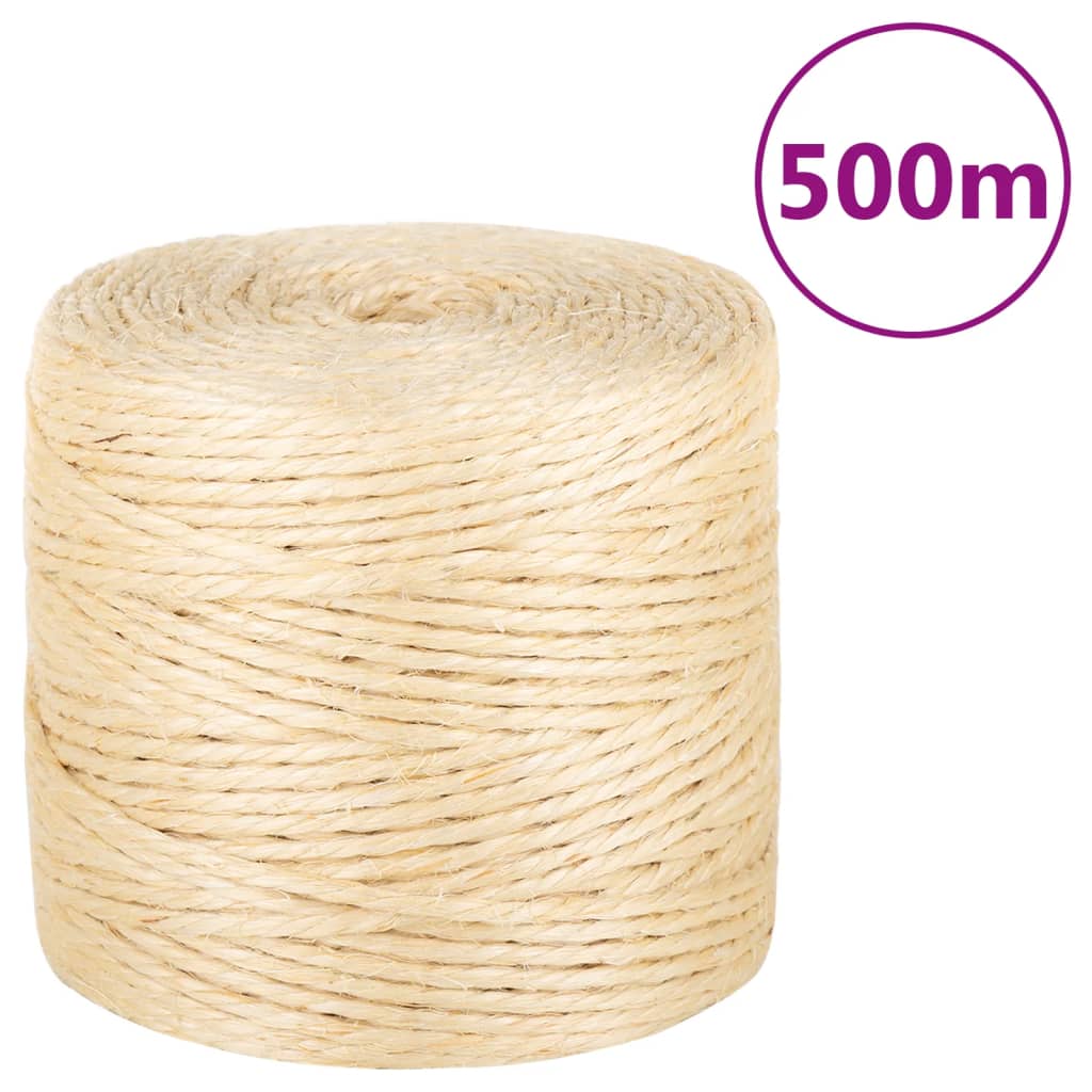 vidaXL Seil 100% Sisal 6 mm 100 m
