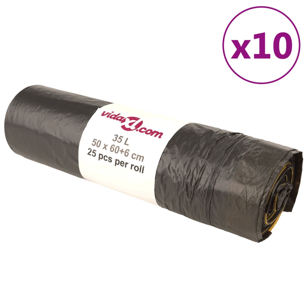 vidaXL Müllsäcke 250 Stk. Schwarz 35 L