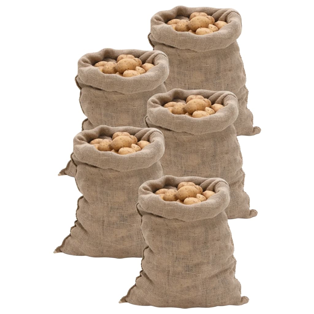 vidaXL Jutesäcke 5 Stück 60 x 105 cm 100 % Jute 220 g/m²
