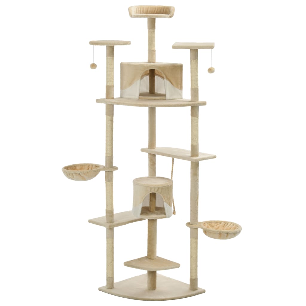 vidaXL Katzen-Kratzbaum Sisal 203 cm Beige und Weiß