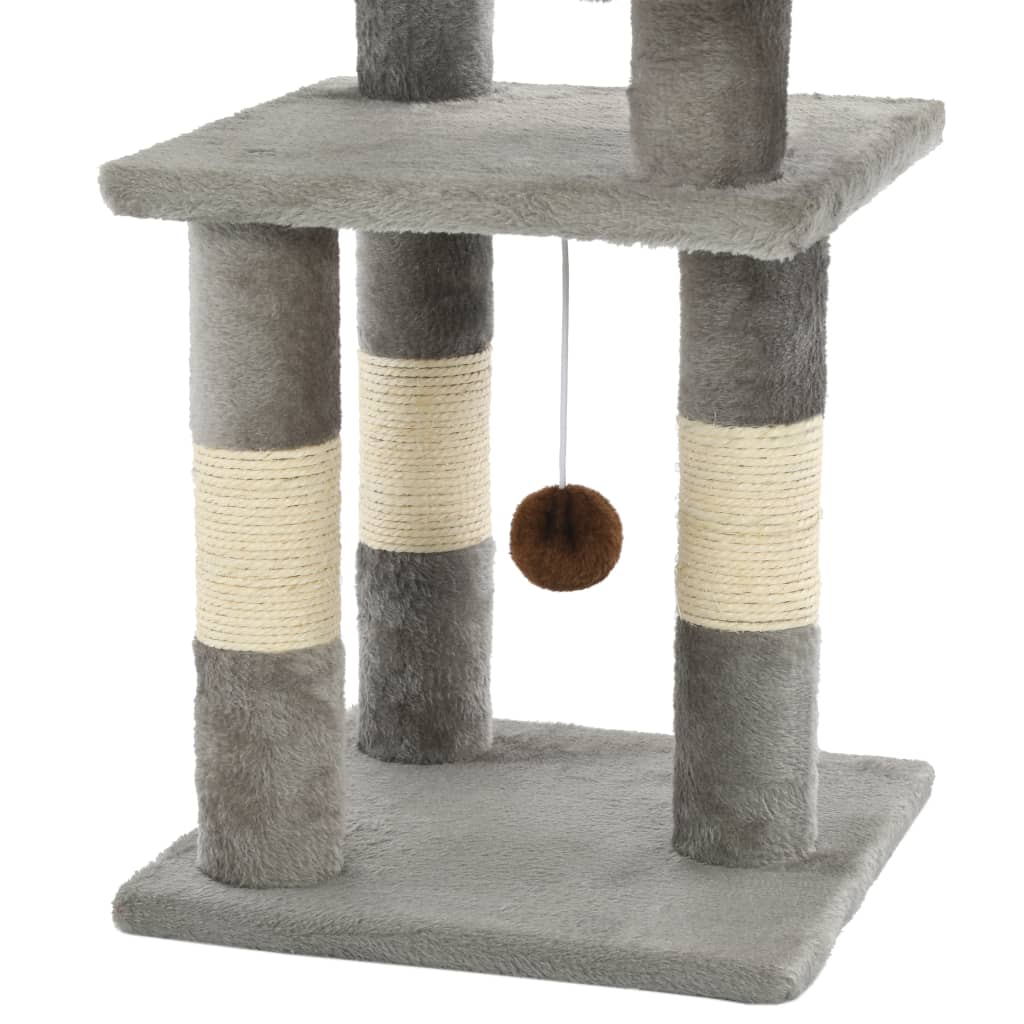 vidaXL Katzen-Kratzbaum mit Sisal-Kratzsäulen 65 cm Grau