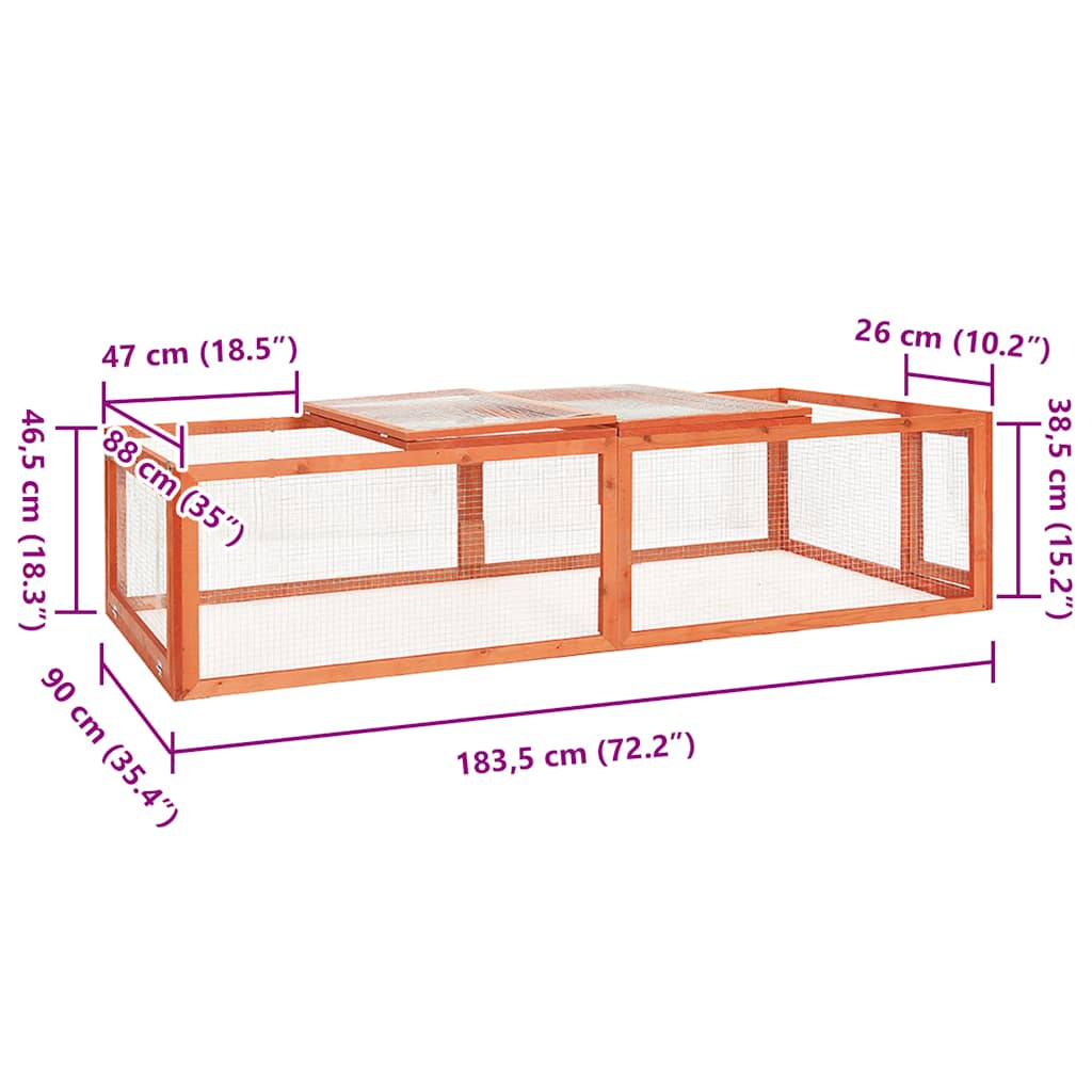 vidaXL Kaninchenstall 183x90x46,5 cm Massivholz Tanne