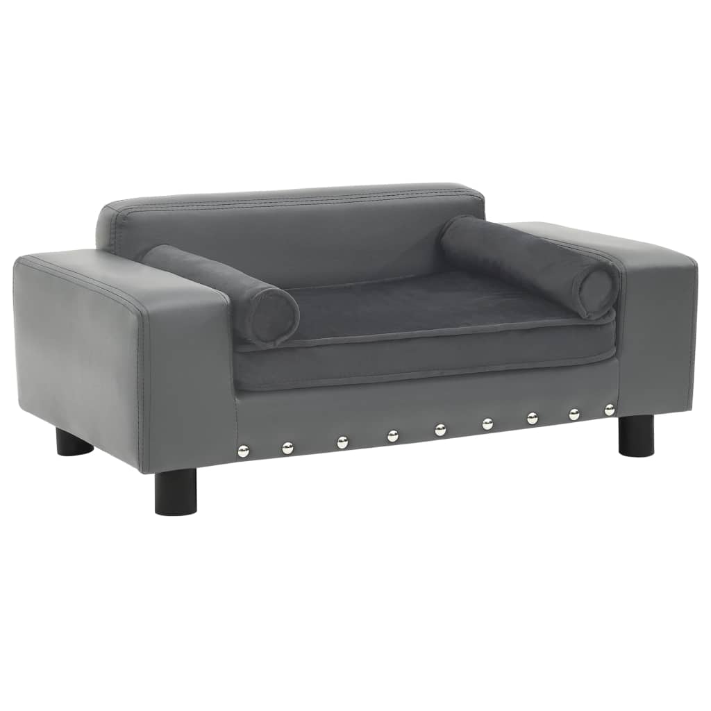 vidaXL Hundesofa Grau 81x43x31 cm Plüsch und Kunstleder
