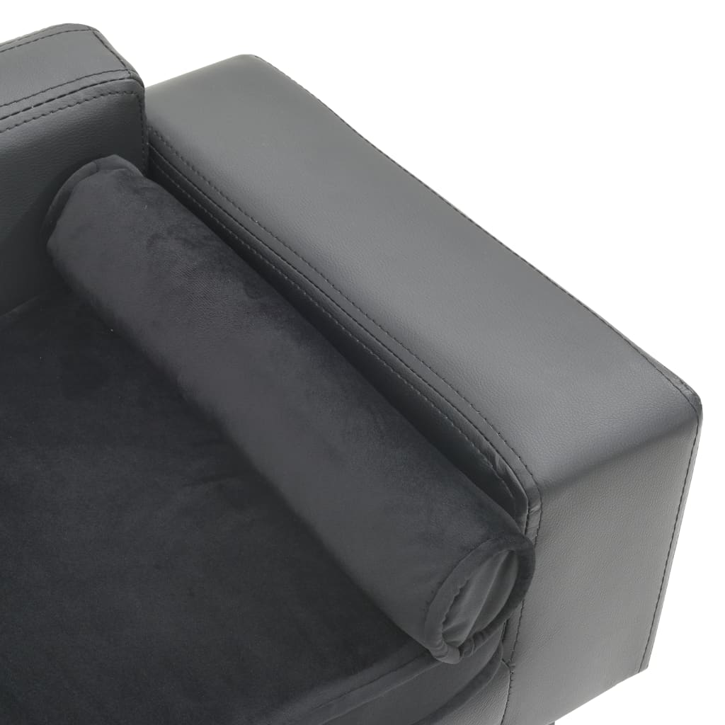 vidaXL Hundesofa Grau 81x43x31 cm Plüsch und Kunstleder