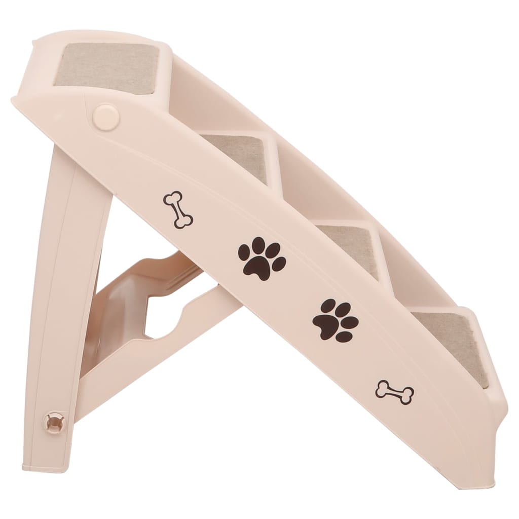 vidaXL Hundetreppe Klappbar Creme 62x40x49,5 cm