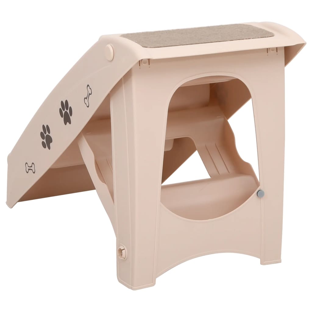 vidaXL Hundetreppe Klappbar Creme 62x40x49,5 cm