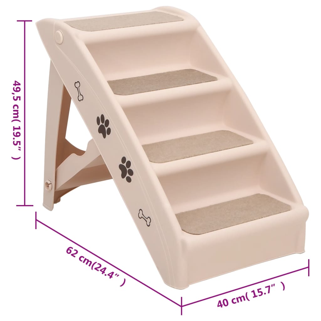 vidaXL Hundetreppe Klappbar Creme 62x40x49,5 cm
