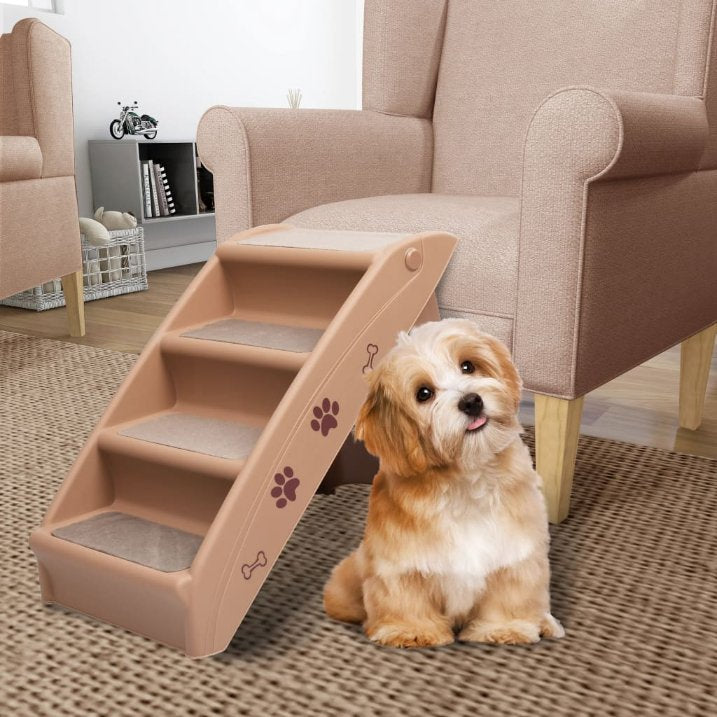 vidaXL Hundetreppe Klappbar Creme 62x40x49,5 cm