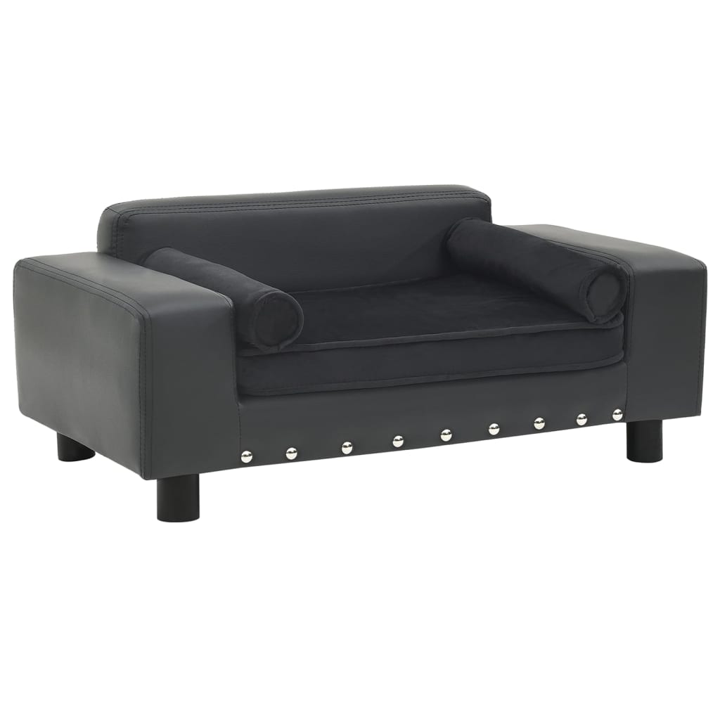vidaXL Hundesofa Grau 81x43x31 cm Plüsch und Kunstleder