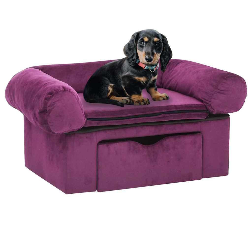 vidaXL Hundesofa mit Schublade Grau 75x50x38 cm Plüsch