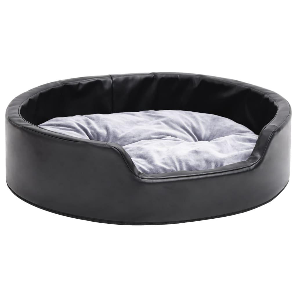 vidaXL Hundebett Schwarz-Grau 69x59x19 cm Plüsch und Kunstleder