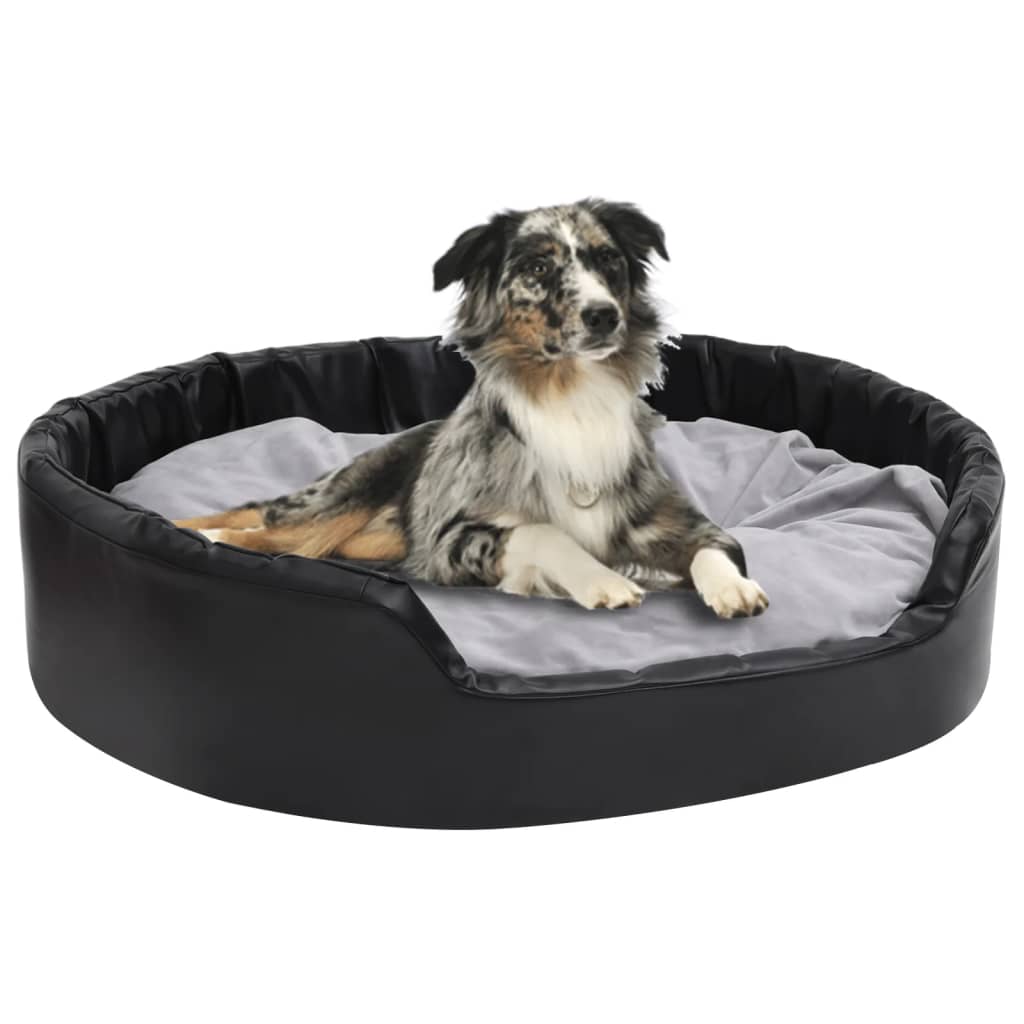 vidaXL Hundebett Schwarz-Grau 69x59x19 cm Plüsch und Kunstleder