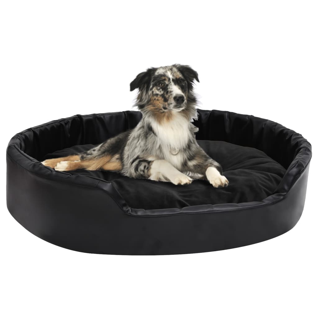 vidaXL Hundebett Schwarz-Grau 69x59x19 cm Plüsch und Kunstleder
