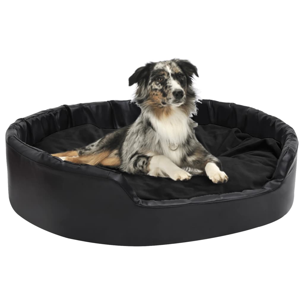 vidaXL Hundebett Schwarz-Grau 69x59x19 cm Plüsch und Kunstleder