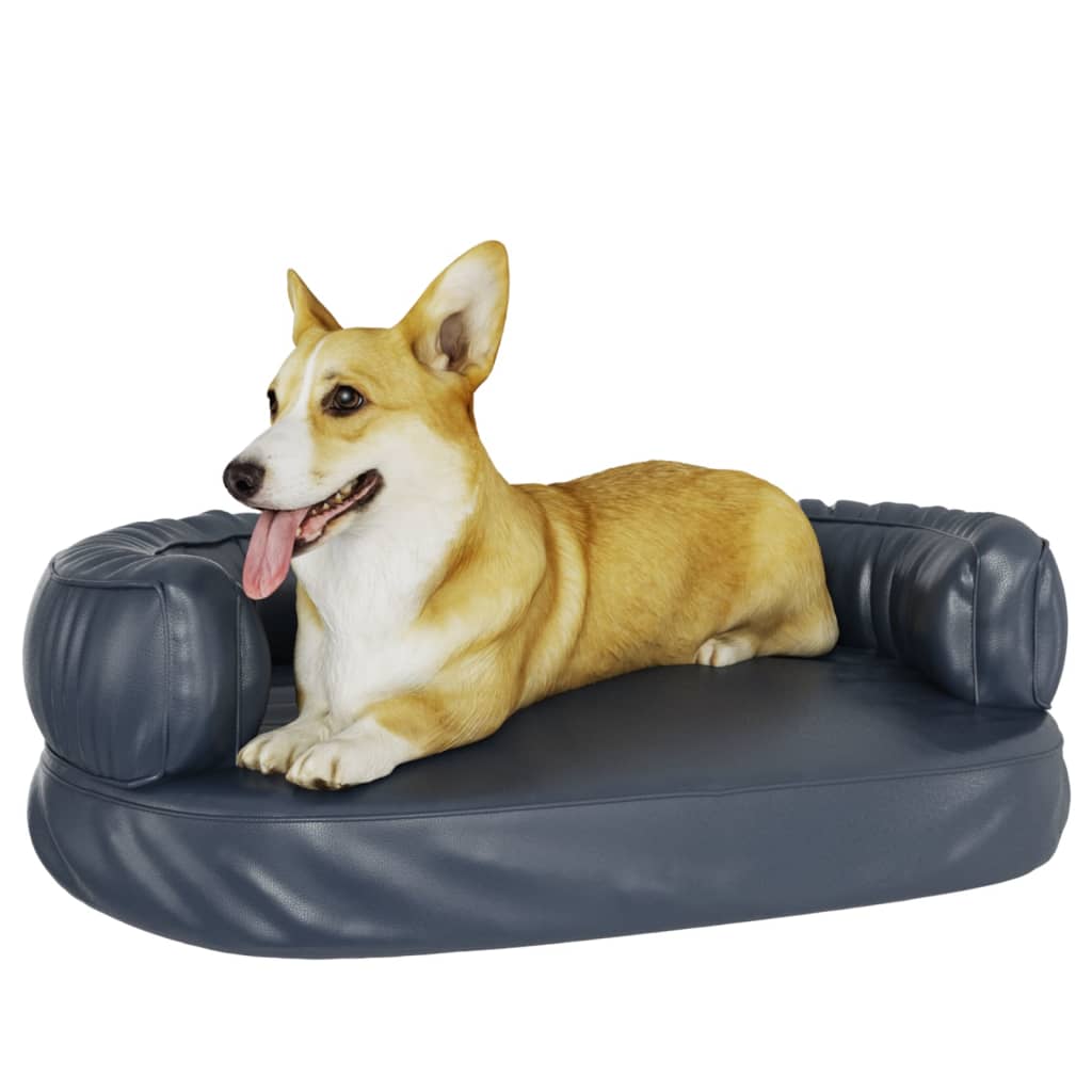 vidaXL Hundebett Ergonomisch Schaumstoff Dunkelblau 60x42cm Kunstleder