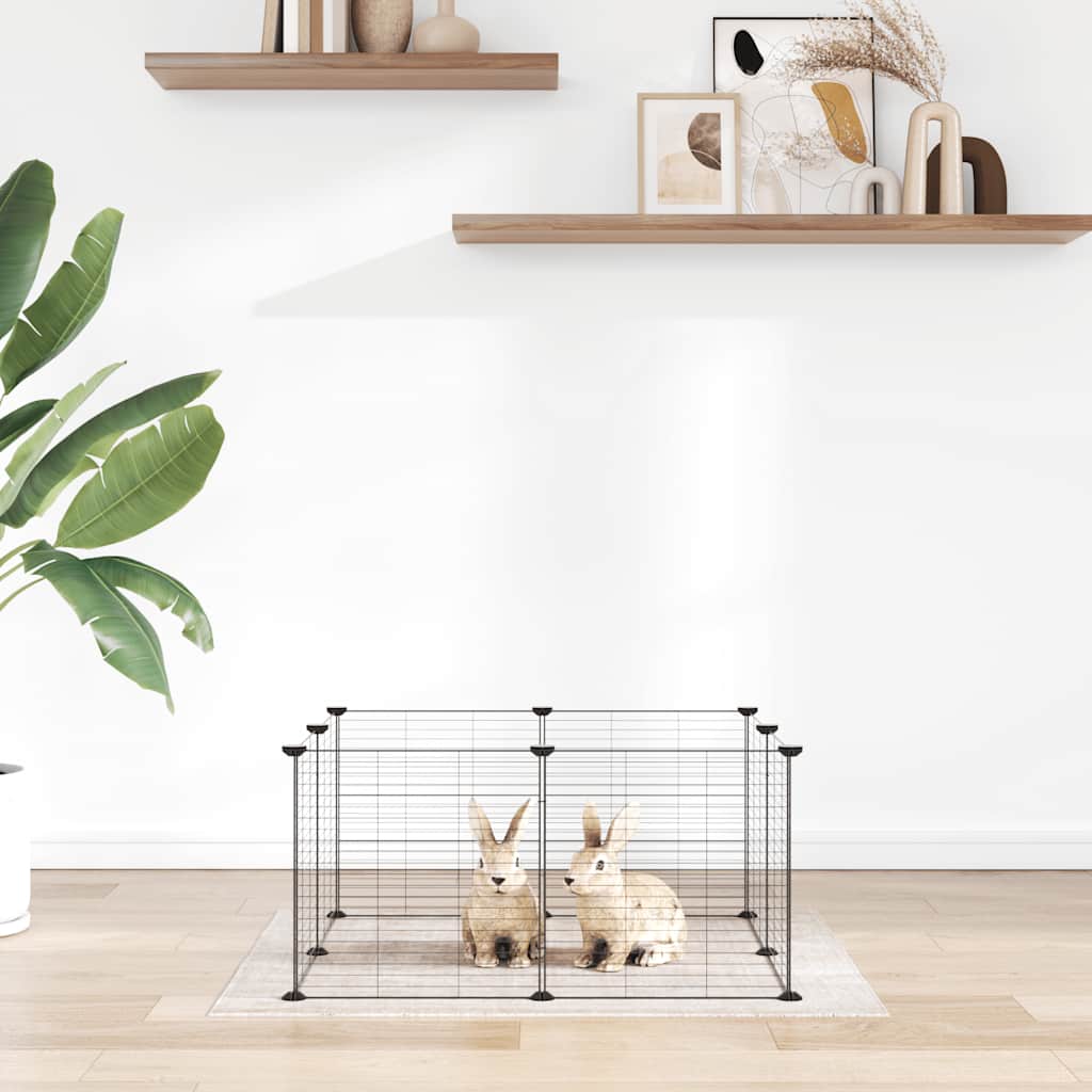 vidaXL 8-Panel-Haustierkäfig Schwarz 35x35 cm Stahl