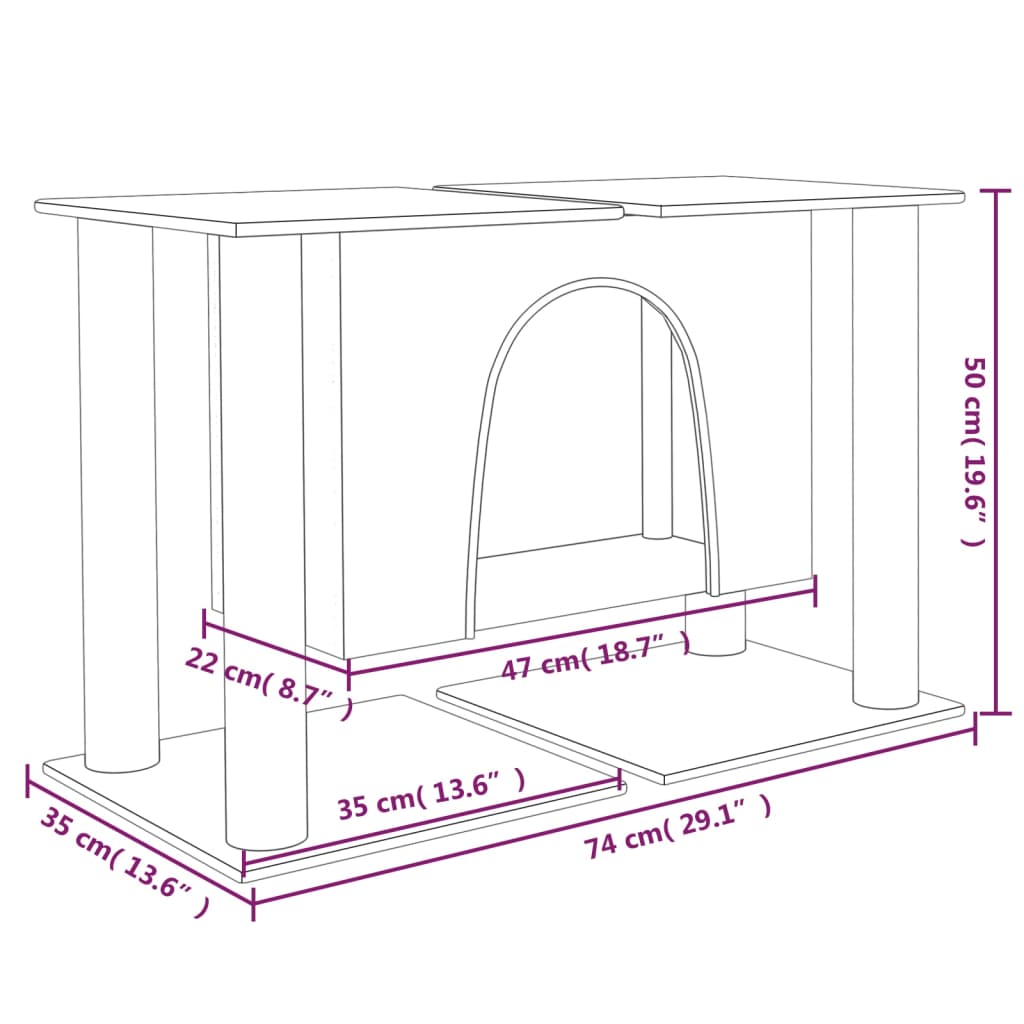 vidaXL Kratzbaum mit Sisal-Kratzsäulen Hellgrau 50 cm