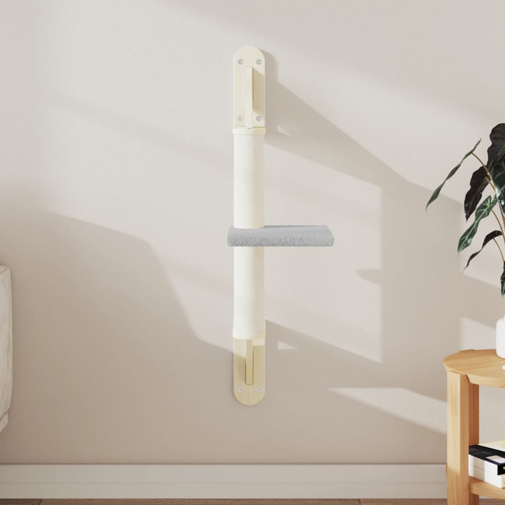 vidaXL Kratzbaum mit Kratzsäule Wandmontage Hellgrau 85,5 cm