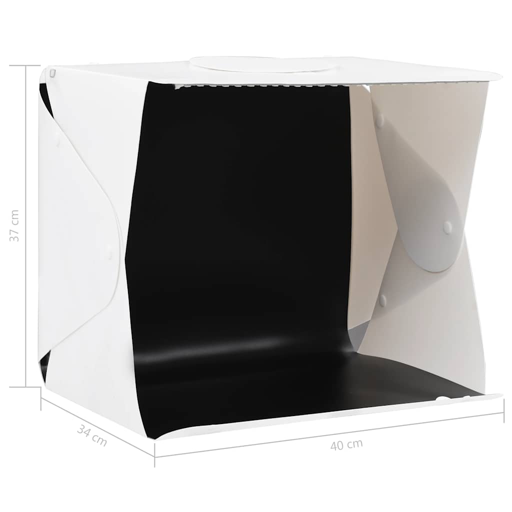 vidaXL LED-Lichtbox für Fotostudio Klappbar 40×34×37 cm Plastik Weiß