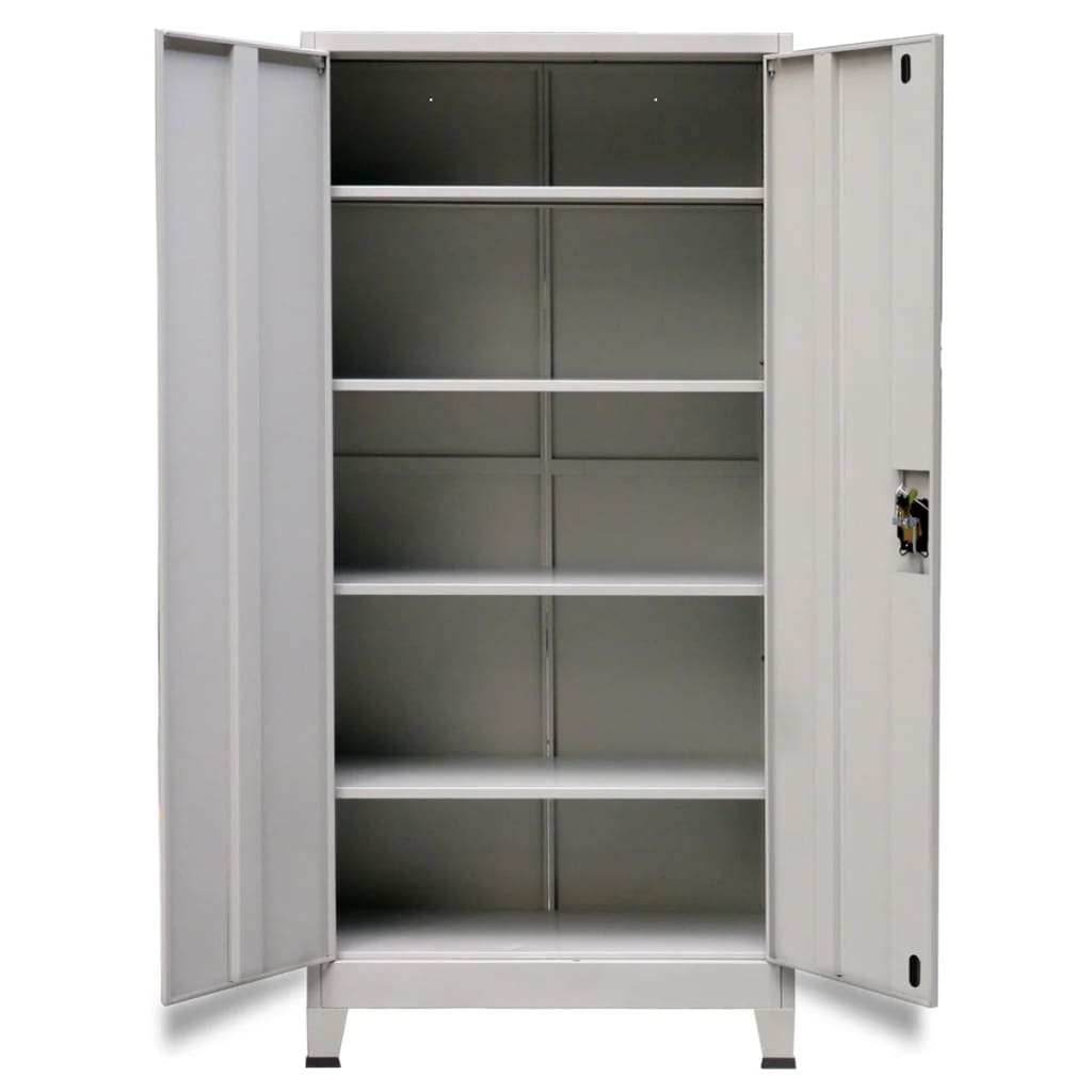 vidaXL Büroschrank mit 2 Türen Stahl 90x40x180 cm Grau