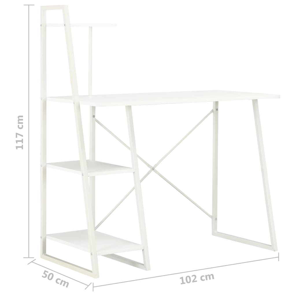 vidaXL Schreibtisch mit Regaleinheit Weiß 102×50×117 cm