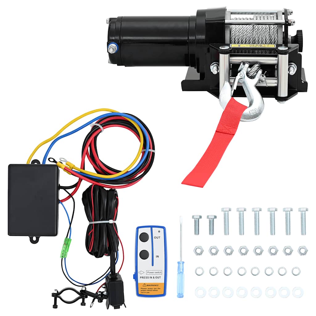 vidaXL 12 V Elektrische Seilwinde 907 kg Kabel-Fernbedienung
