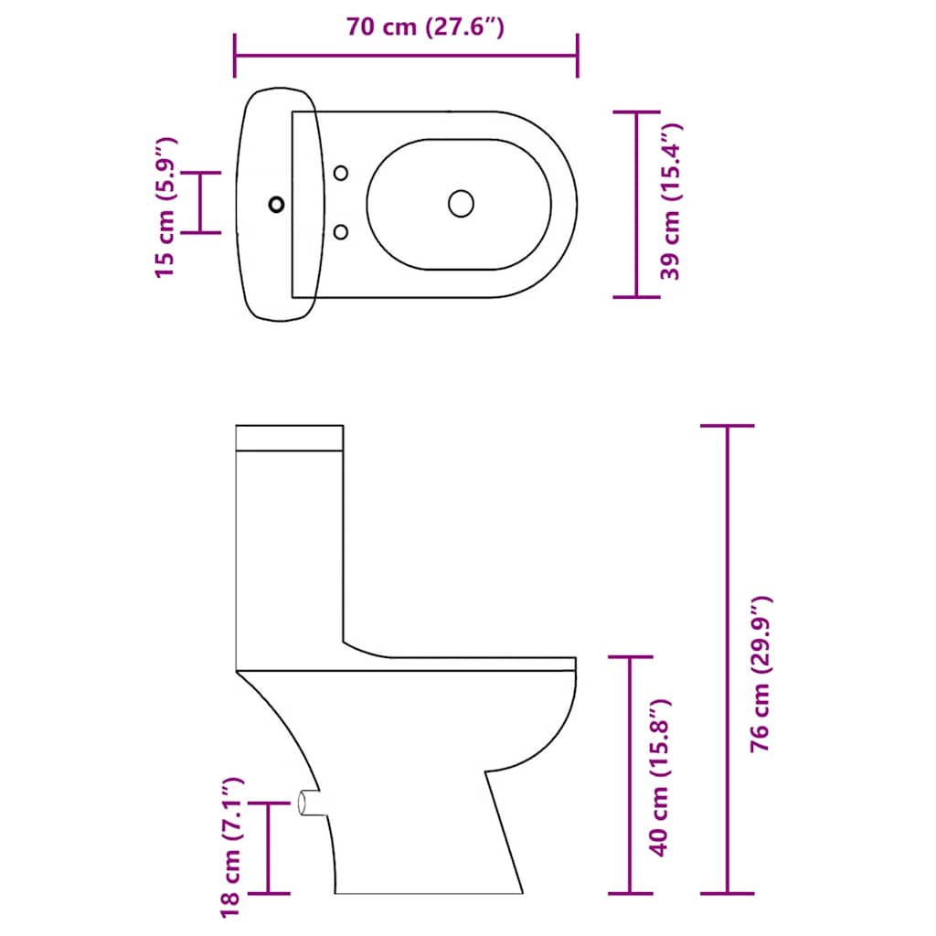 Toilette mit Spülkasten Weiß