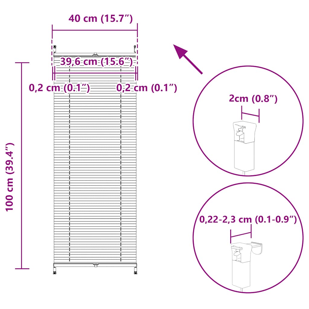 vidaXL Verdunklungsplissee 40×100 cm Weiß
