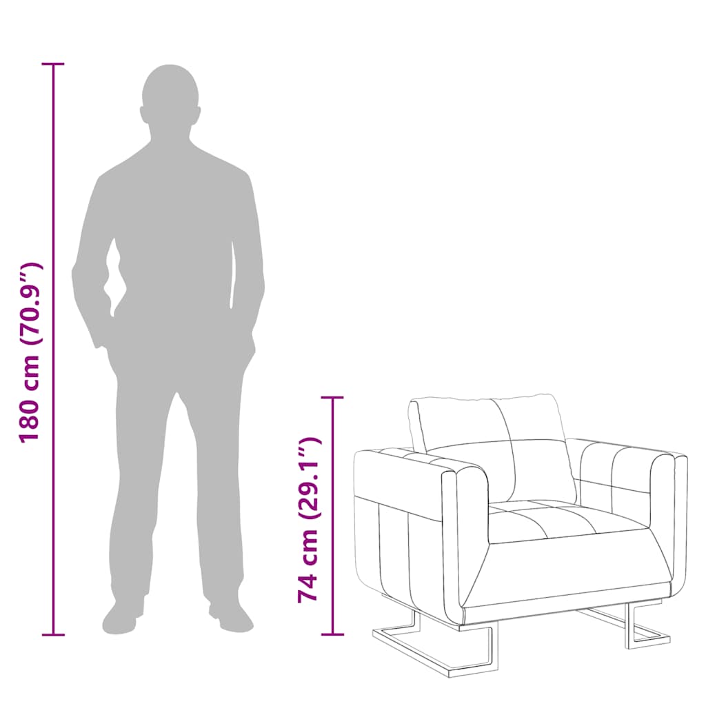 vidaXL Würfel-Sessel mit Verchromten Beinen Braun Kunstleder