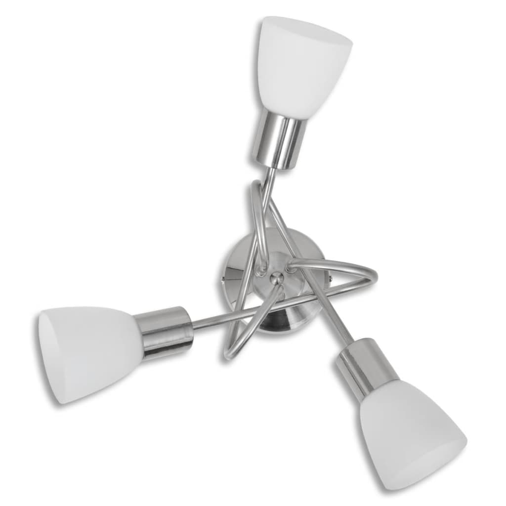 vidaXL Deckenleuchte mit Glas-Lampenschirmen für 3 E14 Glühlampen