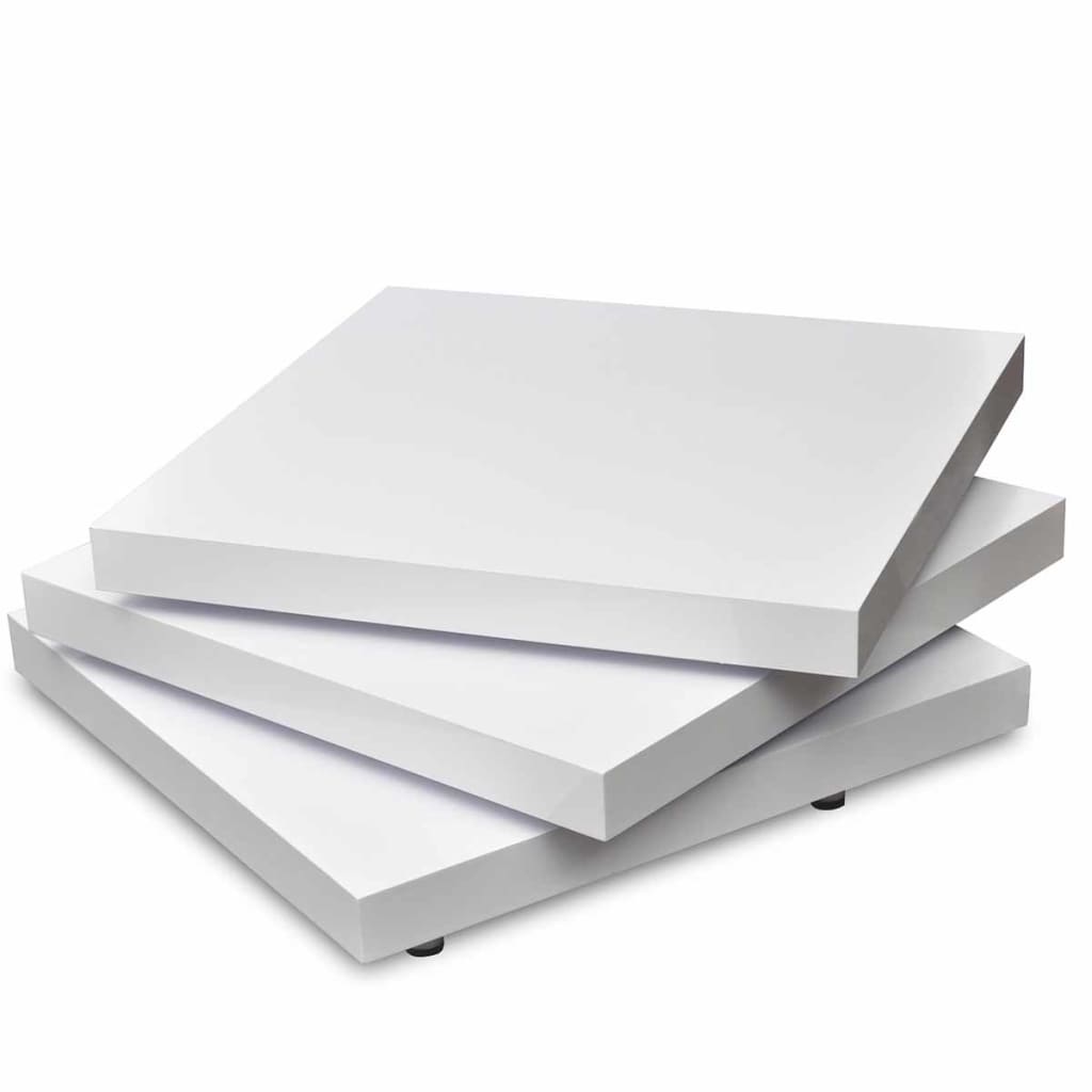 vidaXL Couchtisch auf 3 Ebenen Hochglanz-Weiß