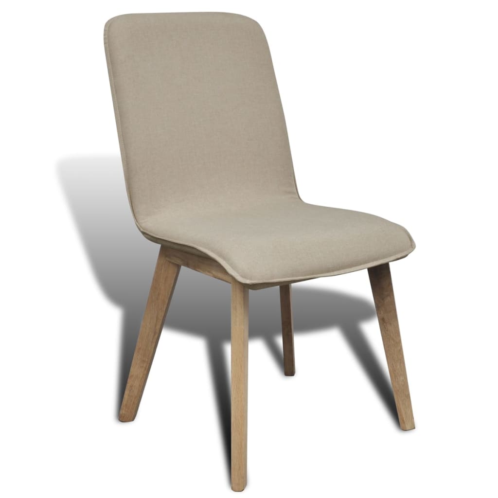 vidaXL Esszimmerstühle 4 Stk. Beige Stoff und Massivholz Eiche