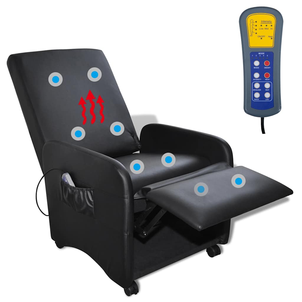 vidaXL Massagesessel Schwarz Kunstleder