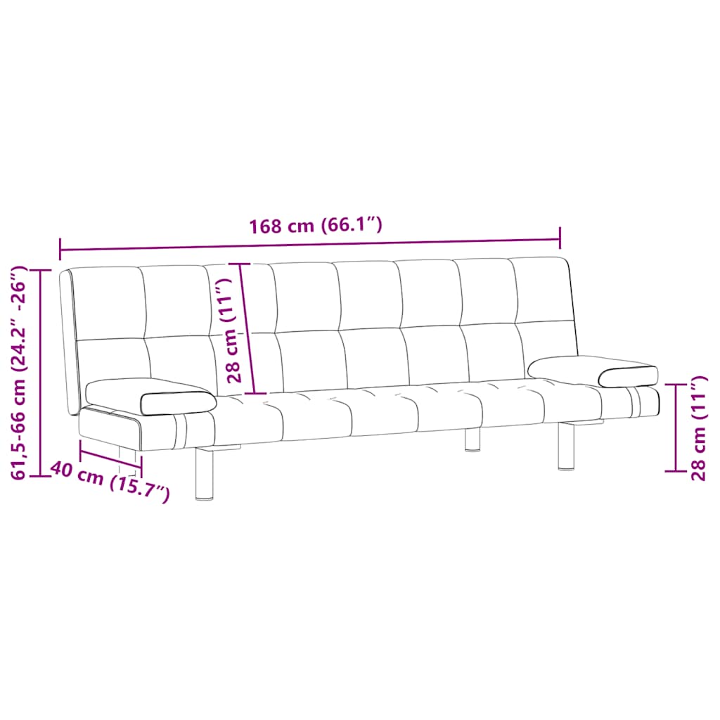 vidaXL Schlafsofa mit 2 Kissen Kunstleder Ausziehbar Schwarz
