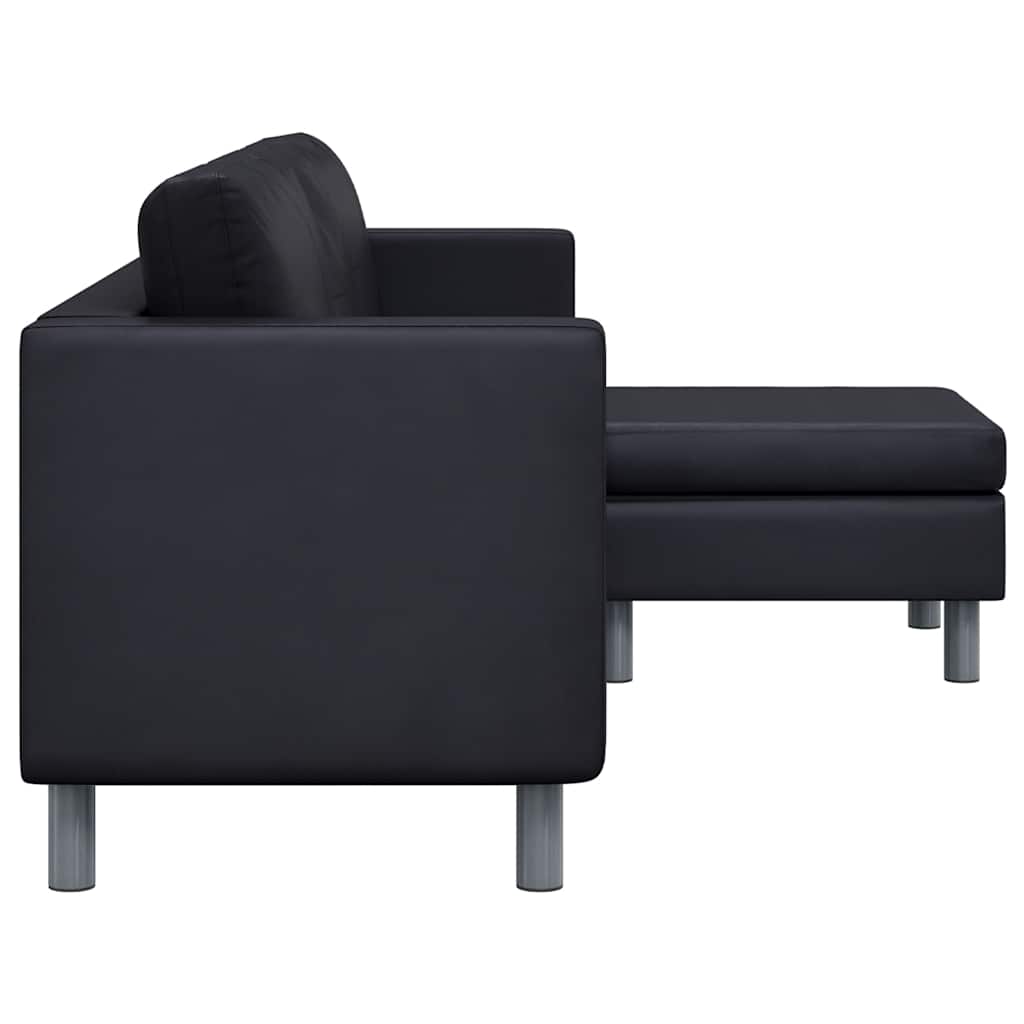 vidaXL L-förmiges Sofa 3-Sitzer Kunstleder Schwarz
